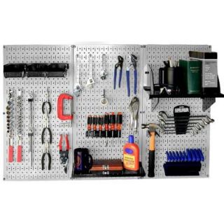 Wall Control 32 in. x 48 in. Metal Pegboard Standard Tool Storage Kit with Gray Pegboard and Black Peg Accessories 30WRK400GB