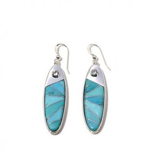 Jay King Campitos Turquoise and CZ Sterling Silver Drop Earrings   8009323
