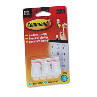 Command Adhesive Micro Utility Hooks, Plastic, White, Three per Pack