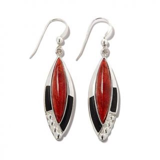Jay King Red Coral and Black Tourmaline Sterling Silver Earrings   7714472