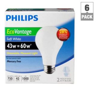 Philips 60W Equivalent Eco Incandescent A19 Light Bulb (6 Pack) 418830