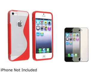 Insten Clear / Red Gummy S Shape Skin Case Case And Colorful Diamond Screen Protector for Apple iPhone 5 / 5s 803881