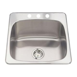 ECOSINKS Acero Drop in Laundry/Utility Stainless Steel 20 1/8x20 9/16x10 3 Hole Single Bowl Kitchen Sink SatinFinish DISCONTINUED ECOS 2010DA 3