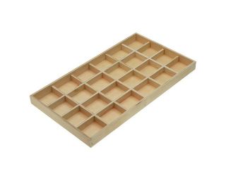 Wooden Low Profile Display Tray, 24 Compartments 14.75 x 8.25 x 1", Unfinished (1 Piece)