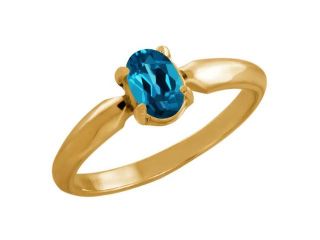 0.55 Ct Oval London Blue Topaz 18K Yellow Gold Ring