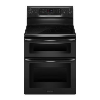 KitchenAid Architect Ii 30 in Smooth Surface 5 Element 4.2 cu ft / 2.5 cu ft Self Cleaning Double Oven Single Fan European Element Electric Range (Black)