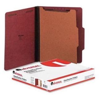 Universal Office Products 10250 Pressboard Classification Folder, Letter, Four section, Red, 10/box
