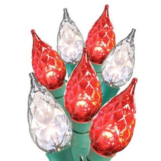 35ct Faceted Red/Clear Glass C6 Christmas Lights