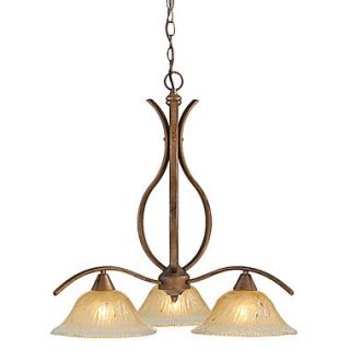 Toltec Lighting Swoop 3 Light  Chandelier with Crystal Glass Shade