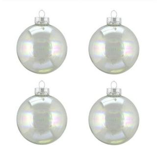4ct Clear Iridescent Glass Ball Christmas Ornaments 3" (80mm)