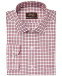 Tasso Elba Non Iron Burgundy Twill Check Dress Shirt, Only at