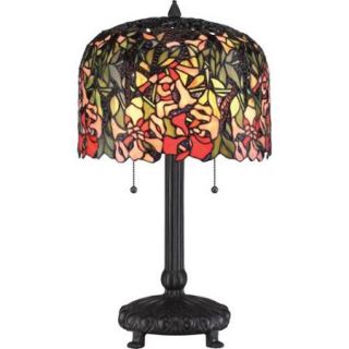 Red Brier 2 light Western Bronze Tiffany Glass Table Lamp