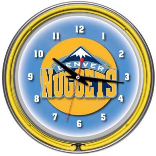 Trademark Global 14 in. Denver Nuggets NBA Chrome Double Ring Neon Wall Clock NBA1400 DN