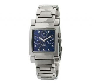 Gino Franco Mens Square Stainless Steel Multifunction Watch —
