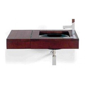 Whitehaus AMMT03 11 3/4" Antonio Miro iroko wood wall mount counter top unit with integral drawer   Ebony Wood