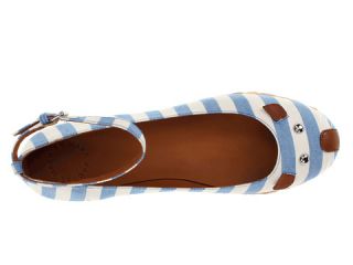 marc by marc jacobs mouse striped canvas canvas striped blue white vacchetta maine tan