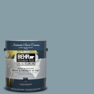 BEHR Premium Plus Ultra 1 gal. #BNC 18 Aqua Gray Satin Enamel Interior Paint 775401