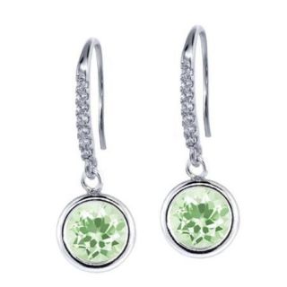 3.59 Ct Round Green Amethyst 925 Sterling Silver Earrings