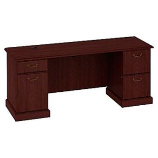 Bush Business Syndicate 72W x 24D Double Pedestal Kneespace Credenza, Harvest Cherry, Installed