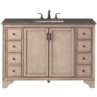 Home Decorators Collection Hazelton 49 in. Vanity in Antique Grey with Granite Vanity Top in Dark Grey with White Basin 8203700270