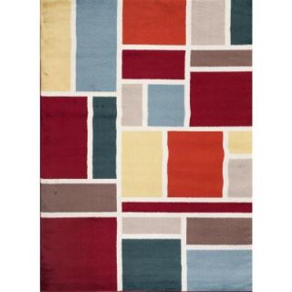 World Rug Gallery Contemporary Modern Boxes Design Multi 2 ft. x 3 ft. Indoor Area Rug 308 Multi 2'X3'