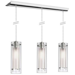 Radionic Hi Tech Nella 3 Light Polished Chrome Horizontal Pendant with Clear Frosted Glass 22153 CF PC
