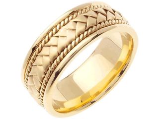 18K  Gold Mens Braided Basket Weave Wedding Band (8.5mm)