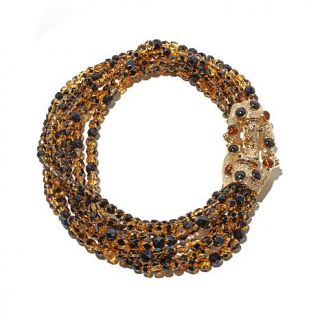 R.J. Graziano "Cat Call" Tortoise Shell Color Goldtone Beaded Multi Row Necklac   7833392
