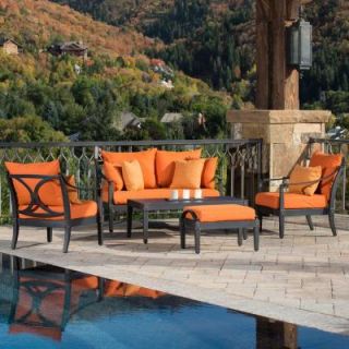 RST Brands Astoria 5 Piece Patio Seating Set with Tikka Orange Cushions OP ALOSS5 AST TKA K
