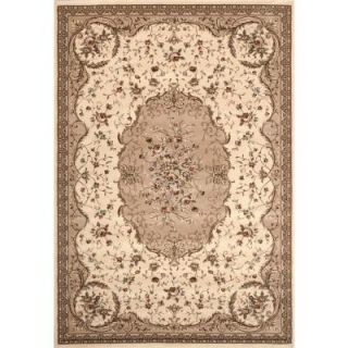 World Rug Gallery Manor House Cream Savonnerie 5 ft. 3 in. x 7 ft. 3 in. Area Rug 7862
