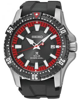 Seiko Mens Prospex Solar Diver Black Polyurethane Strap Watch 44mm