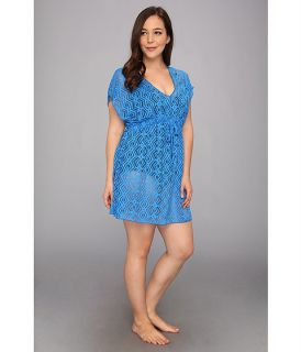 Becca By Rebecca Virtue Plus Size See It Through Tunic Cover Up True Blue