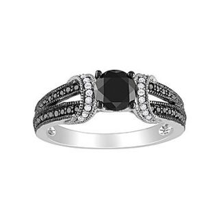 1 CT. T.W. Black & White Bridal Ring In 10K White Gold