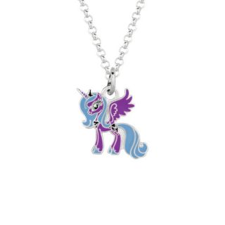 Fine Silver Plated Luna Purple Unicorn My Little Pony Pendant Necklace