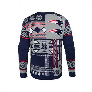 Officially Licensed NFL Patches Crew Neck Ugly Sweater   Patriots   7765880