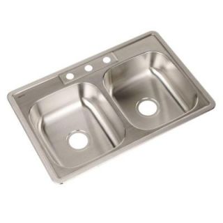 HOUZER Glowtone Series Top Mount Stainless Steel 33 in. 3 Hole Single Bowl Kitchen Sink A3322 65BS3 1