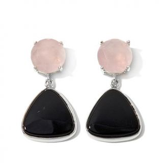 Jay King Rose Quartz and Black Agate Sterling Silver Drop Earrings   7635958