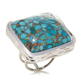 Himalayan Gems™ Metal Matrix Turquoise Bold Square Sterling Silver Ring   7662055