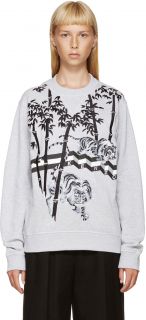 Kenzo Grey Embroidered Bamboo Tiger Sweatshirt