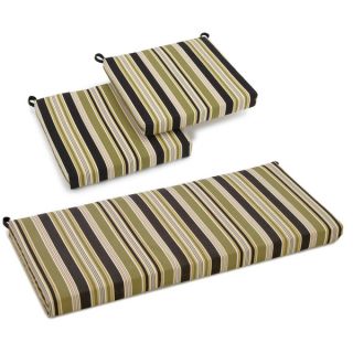 Blazing Needles Spun Poly Settee 3 piece Outdoor Patterned Cushions