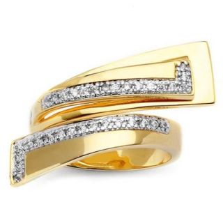 .26 TCW Round Cubic Zirconia 14k Gold Plated Geometric Bypass Ring   Size 9