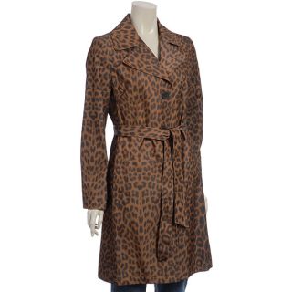 Via Spiga Womens Belted Leopard Print Trench Coat  