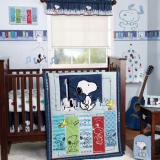 Bedtime Originals by Lambs & Ivy   Hip Hop Snoopy 3 Piece Crib Bedding Set, Blue