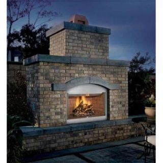 FMI S36 Vantage Hearth Laredo Outdoor Wood Fireplace   White Stacked Brick Liner