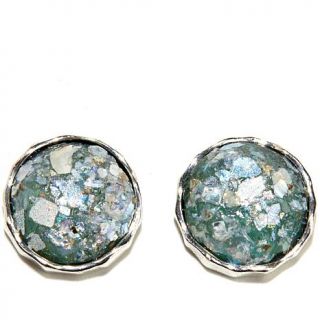 Noa Zuman Jewelry Designs Round Roman Glass Hammered Stud Earrings   7462256