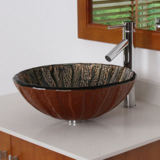 Elite 70152659 Antique Copper Tempered Glass Bathroom Vessel Sink and