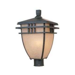World Imports 10.75 in. Aged Bronze Patina Outdoor Post Light with Ochere Glass 9721 16
