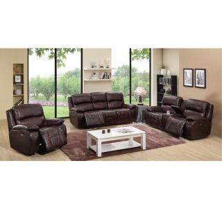 Cosmo Brown Top Grain Leather Reclining Sofa, Loveseat and Recliner