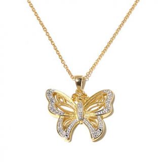 Technibond® Diamond Accent "Butterfly" Pendant with 18" Chain   7811493