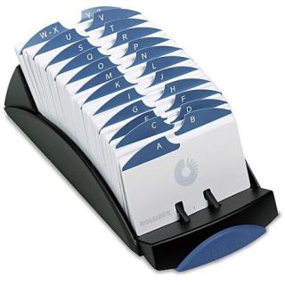 Rolodex VIP Open Tray Card File with 24 A Z Guides, Black